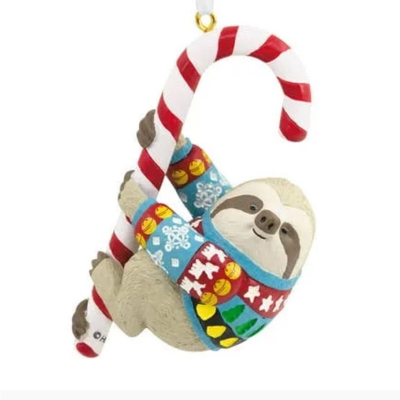 Hallmark Christmas Ornament Sloth figure wearing colorful sweater - Picture 3 of 8